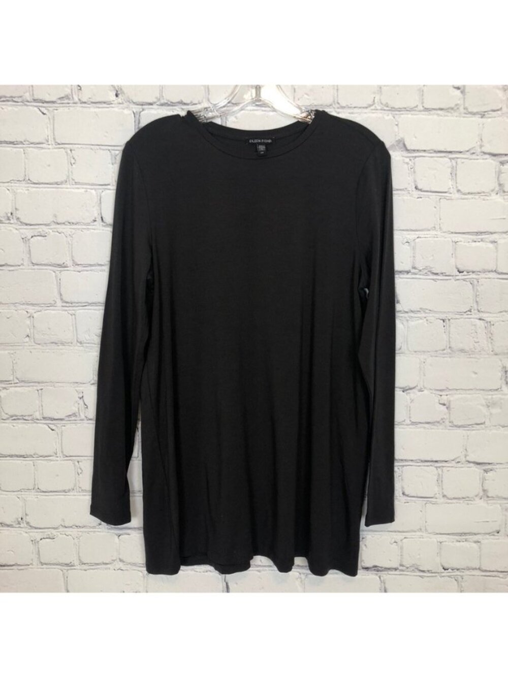 Eileen Fisher Long Sleeve Fine Stretch Jersey Knit Top Size S Brown Tencel